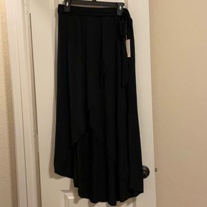 Black faux wrap skirt